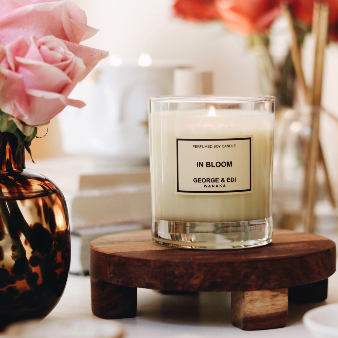 GEORGE & EDI PERFUMED SOY CANDLE IN BLOOM FRAGRANCE 