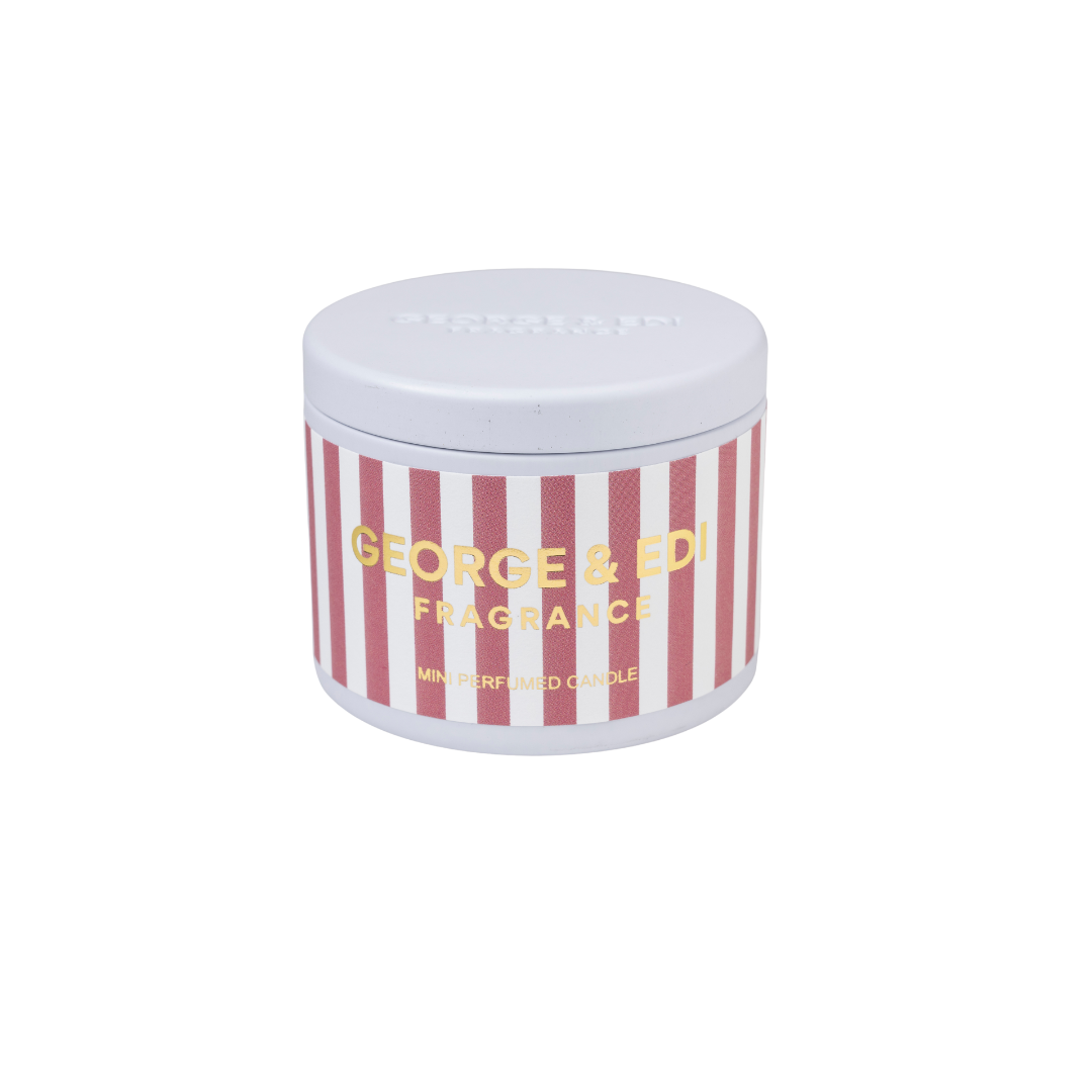 GEORGE & EDI Mini candle in a tin perfect for travel and small spaces Peony Fragrance