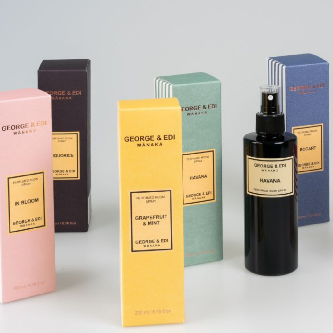 GEORGE & EDI FRAGRANCE PERFUMED ROOM SPRAY in ASSORTED COLOURED BOXES AND FRAGRANCES